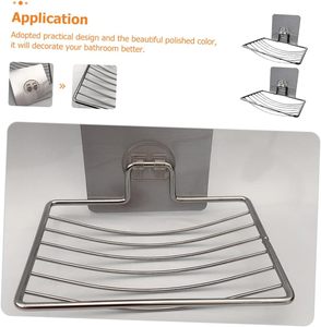 Porte-savon auto-drainant pour douche, plateau de rangement adhésif sans perçage - Product Image 5