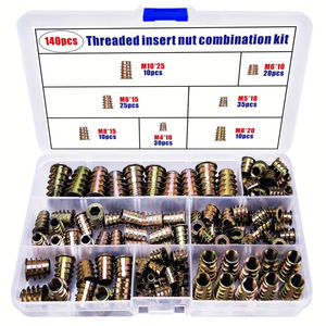 Zinc Alloy Threaded Insert Nut Kit 230pcs M3 M4 M5 M6 M8 M10 Wood Furniture Fasteners Pre Embedded Nuts Set - Product Image 2