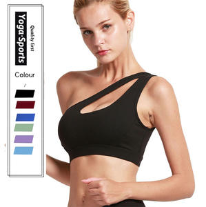 2022บราออกกำลังกายผู้หญิงขนาดใหญ่พิเศษเปิดไหล่ข้างเดียวเสื้อเล่นยิมเซ็กซี่น้ำหนักเบาระบายอากาศได้ดีกันกระแทกใหม่ - Product Image 1