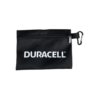 Custom Eco Friendly Small Zipper Pouch Waterproof Black Zipper Tool Makeup Cosmetic Bag Packing Polyester Zipper Pouch Bag