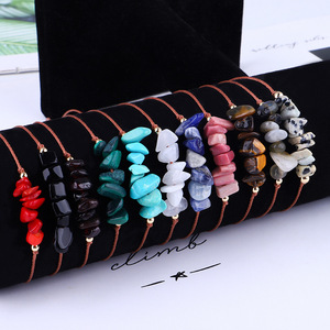 Nuevo diseño estilo bohemio Ojo de Tigre amatista playa pulsera creativa asimétrica grava piedra cruda moda pulsera trenzada - Product Image 4