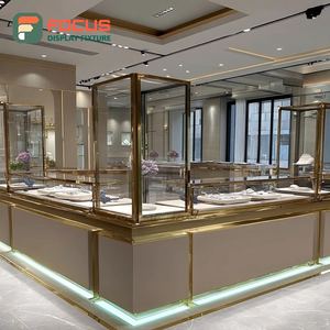 Sistema de Exhibición de Joyería de Diseño Minimalista, Vitrina de Vidrio con Marco de Madera para Mostrador de Centro Comercial - Product Image 4