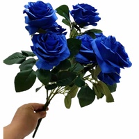Gaya Eropa buatan tangan bunga buatan sutra putih hitam biru tua ungu terang kumpulan mawar 10 kepala buket mawar Natal