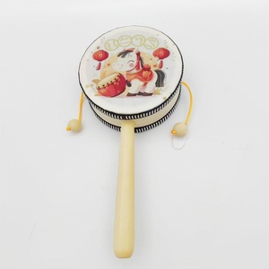 Tambour à main en bois pour bébé, motif cheval, jouet de percussion en bois et papier, vente en gros - Product Image 3