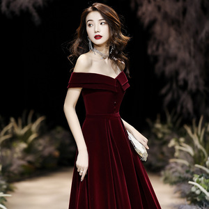 Elegant Prom <strong>Velvet</strong> <strong>Dress</strong> Women <strong>Off</strong> <strong>Shoulder</strong> <strong>Dress</strong> Ball Gown Party <strong>Dress</strong> Evening - Product Image 3