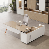 Ensemble de bureau de direction de luxe 2,0 m, table de patron moderne en bois avec armoire de classement et chaise ergonomique, mobilier modulaire