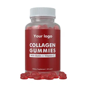 Gommes au collagène OEM avec biotine Vitamine C pour les cheveux Ongles Peau Complément alimentaire sain Gommes au collagène