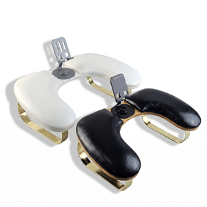 Repose-main ergonomique en métal doré massif haut de gamme en forme de U, support de téléphone antidérapant et stable, accoudoir professionnel pour manucure - Product Image 1