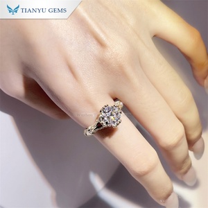 Tianyu Luxury Fine Jewelry Mil Grain Band Ring en or jaune 10K 14K 18K avec D VVS OEC Moissanite Diamond Cadeaux de mariage - Product Image 6