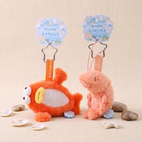 Porte-clés en peluche animaux marins, mini-pendentifs mignons en peluche représentant des créatures marines (Requin, Dauphin, Pieuvre, Crevette), breloques de sac en peluche pour petits cadeaux