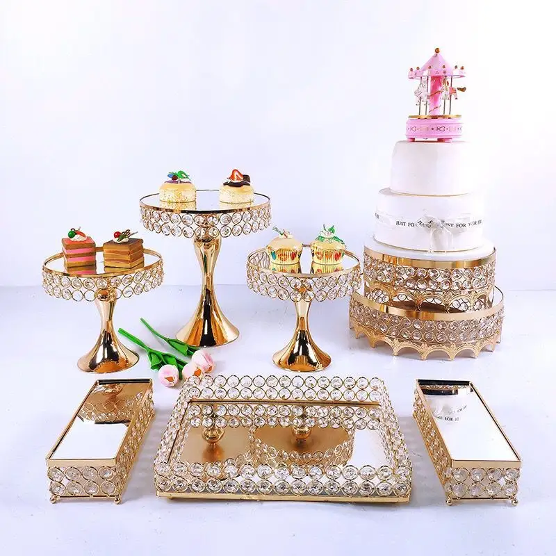 Großhandel Hochzeits torte Stand Set Party Dekoration Dessert Display Stand Hochzeits feier liefert Gold Silber Kuchen Dessert Tisch