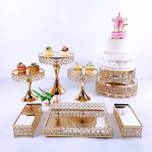 Conjunto de soportes para pastel de boda, soporte de exhibición para postres, suministros de fiesta de boda, mesa de postre para pastel de oro y plata, venta al por mayor