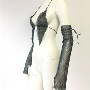 2024 tenue de fête papillon paillettes résille pure haut court noir strass haut à licou <span class=keywords><strong>avec</strong></span> manches de <span class=keywords><strong>bras</strong></span> - Product Image 6