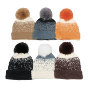 Gorro de Punto Personalizable de Moda para Invierno, con Diseño Sólido o Estampado, con Pompón de Piel Sintética, para Caminar, Esquiar, Playa y Viajes - Product Image 1