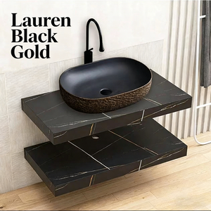 Vasque de comptoir en céramique personnalisée, <span class=keywords><strong>blanc</strong></span> pur, noire, artificielle, murale, pour lavabo en pierre - Product Image 2