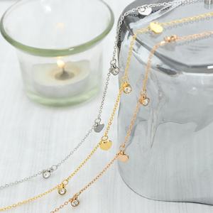 चिक डेन्टी गहने आंखों स्टार मून हार्ट बीड्स नेकलेस 18k सोने की प्लेटेड स्टेनलेस स्टील डायमंड आकर्षण चोकर हार - Product Image 3