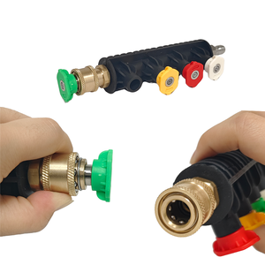 Lanza de pulverización a presión de acero inoxidable con 4 boquillas de colores y soporte para el cuidado del automóvil - Product Image 5