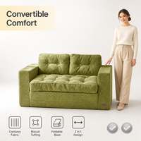 Olivgrünes Cord-Schlafsofa, faltbare Bodenliege, getuftete Couch für das Wohnzimmer, Großhandel ab Werk