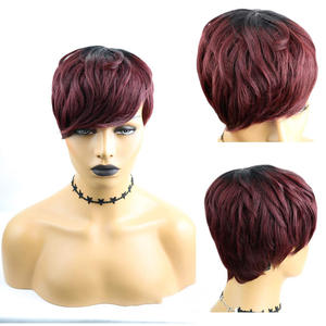 Perruque synthétique courte ondulée style elfe pour femme, couvrant toute la tête, sans colle, style européen et américain, pour l'export. - Product Image 4