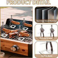 Support à saucisses en acier inoxydable WELAND pour barbecue en extérieur, forme humaine amusante, support à saucisses original