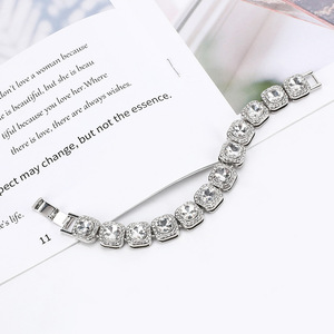 Neue Hip Hop Mode Herren Quadrat Miami Cuban Hand Schmuck Halskette 12MM Strass Zink legierung vergoldet Kristall Bling Ketten - Product Image 4