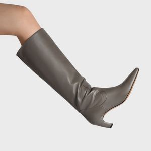Botas de Invierno 2025 de Alta Calidad para Mujer, Botas de Montar de Cuero Genuino hasta la Rodilla con Tacón de Aguja y Punta Cuadrada - Product Image 5