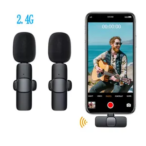 Lavalier-micrófono inalámbrico K9 2 en 1, compatible con tarjeta de sonido, portátil, Audio, grabación de vídeo, Mini micrófono para transmisión en vivo