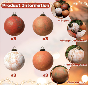 Plastic Christmas Balls <b>Large</b>-sized Rural Retro Neutral Texture Farmhouse Brown Christmas Decorations Bohemian Orange Copper - Product Image 4
