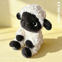 Peluche d'agneau d'oreille de mouton super douce authentique de 25 cm, jouet en peluche mignon avec visage noir, coussin en coton PP, anti-stress, vente en gros