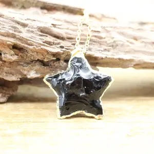 Ciondoli con ciondoli a mezzaluna opale in cristallo grezzo da donna ciondoli con catena a maglie a forma di stella e freccia di luna gioielli alla moda regali - Product Image 5