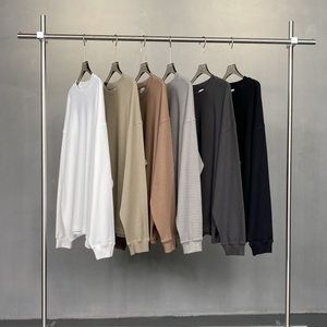 Heavyweight <strong>Sweatshirts</strong> Oversized Thermals High Quality Long Sleeve Custom logo <strong>Crewneck</strong> <strong>Mens</strong> Waffle Luxury T-shirt Manufacturer - Product Image 2