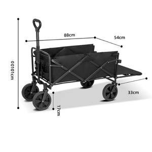 Chariot utilitaire de plage en acier inoxydable Chariot pliable pour pique-nique Camping Wagon Trail Pliable Pliant Noir 2pcs Structure fermée - Product Image 2