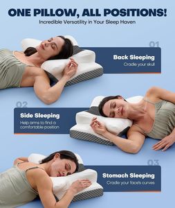 Oreiller cervical approuvé par un médecin, oreillers de sommeil latéraux à contour ergonomique, oreiller orthopédique de refroidissement pour le soutien du soulagement de la douleur, - Product Image 4