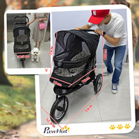 Poussette pliable robuste pour grands chiens JXB PG8450, pour le jogging, absorption des chocs, pliage à une main, cadre en fer à 4 roues, 25 kg