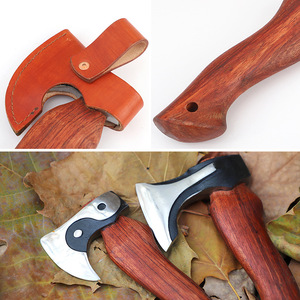 Hacha profesional personalizada de acero inoxidable, hacha de hoja fija de alta calidad con mango de madera maciza y bolsa de cuero hecha a mano - Product Image 5