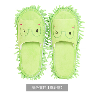 De algodón de invierno cálido suave verde fregona de limpieza zapatillas de microfibra flip flops - Product Image 4