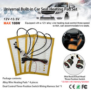 Alaşımlı Tel Araba Koltuğu Isıtıcı 12V Evrensel Dahili Isıtma Pedi Kiti 2 Koltuk için 3 Seviyeli Çift Kontrol Anahtarı Hızlı Isınma - Product Image 3