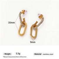 Boucles d'oreilles créoles rectangulaires de luxe personnalisées pour femme, en acier inoxydable 316L, demi-incrustées de zircon transparent, bijoux de soirée
