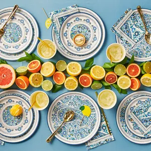 ชุดจานลายดอกไม้ DAMAI สำหรับงานเลี้ยงน้ำชา ชุดภาชนะใช้แล้วทิ้งสำหรับงานแต่งงาน งานวันเกิด ชุดช้อนส้อมสีทอง - Product Image 1