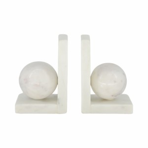 Fermalibri a forma di L in marmo con decorazione a sfera per scaffali, ufficio, scrivania - Product Image 1
