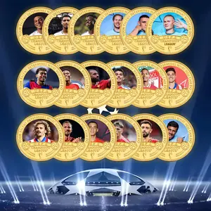 Ballon de football commémoratif pour pièce de monnaie avec gravure en fer électro-plaqué de Mbappe, Bellingham, Haaland, cadeau pour les fêtes - Product Image 1