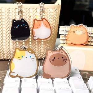 Porte-clés en acrylique, adorable chaton de dessin animé, poupée mignonne, joli petit porte-clés pour sac à dos d'étudiant, ornements amusants, pendentif - Product Image 6