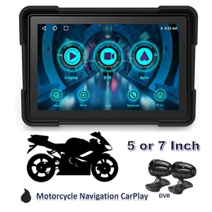 Zmecar Factory Recommend Motorcycle IP67 Waterproof 5" Touch Screen TPMS DVR Dual Camera BT Navigation Motorcycle Carplay