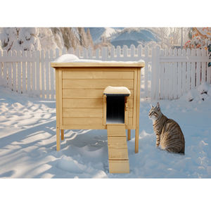 Maison pour chat sauvage, extérieure, isolation thermique, abri pour chat, imperméable, grande maison pour animaux de compagnie en bois pour plusieurs chats, échelle pliable - Product Image 5