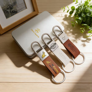 Porte-clés en cuir coloré fabriqué en Chine, porte-clés professionnel gravé en cuir PU véritable - Product Image 1