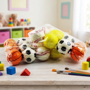 Juego de Pelotas Deportivas de Espuma PU - Fútbol, Baloncesto, Tenis y Béisbol, Juguete Antiestrés para Niños, Alivio del Estrés y Diversión - Product Image 1
