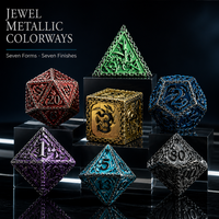 Nouvel ensemble de dés de jeu de rôle DND en métal, design épée creuse polyédrique D20, en métal, pour divertissement