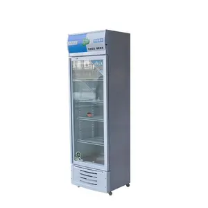 Pendingin Langsung Tampilan Minuman Tegak Kulkas Freezer Pintu Kaca Tunggal untuk Minuman Energi Kulkas 380L