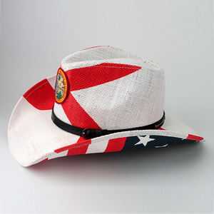 Китайская фабрика Производство Настроить OEM Флаг Флориды Соломенная шляпа Ковбойская шляпа - Product Image 4