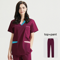 Couleur assortie clinique dentaire costume de travail unisexe gommages médicaux hauts + pantalons toilettage pour animaux de compagnie uniformes de soins infirmiers pharmacien vêtements de travail